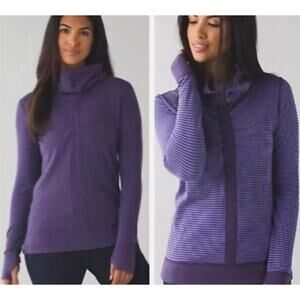 Lululemon In a Cinch Reversible Cowl Neck Purple Pullover Sweatshirt Size Small